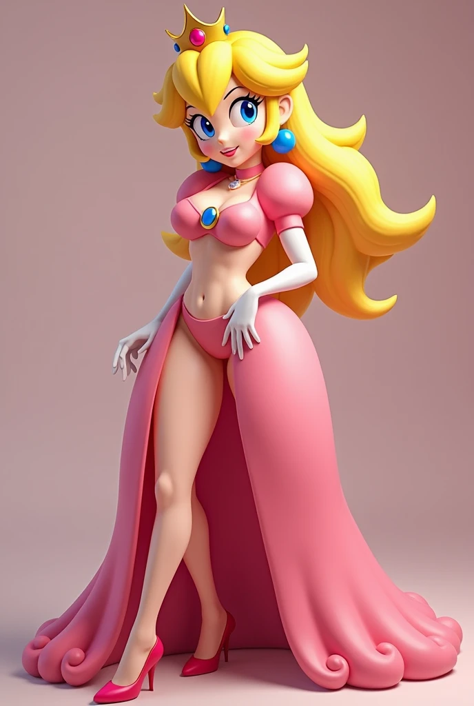 Create Peach from Mario Bros naked with huge breasts.