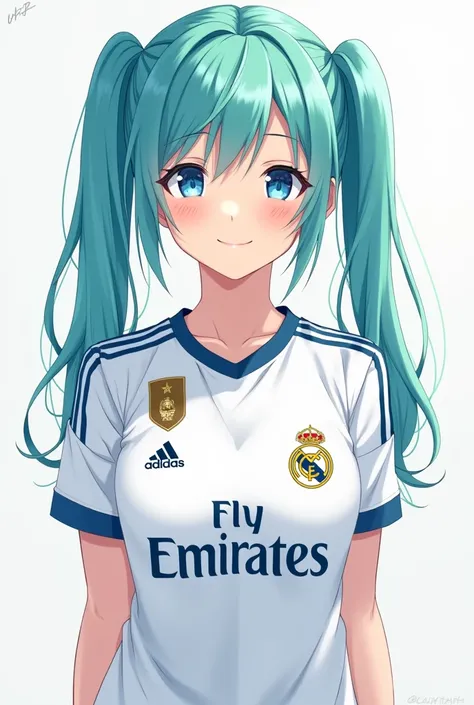 Miku Nakano in a Real Madrid shirt


