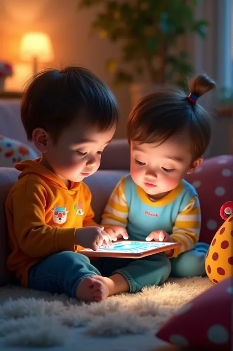 Kids playing tablet