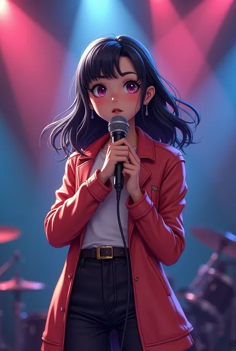 A girl holding a microphone 