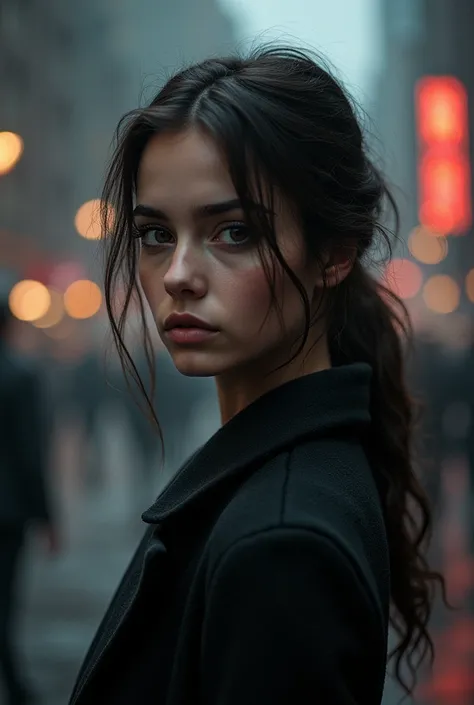 1girls, (looking at the audience:1.2), face detail, (The girl stood., Rending on CGSyery, dark shadow, Storyming, Backdrop in New York), romantic, atmospheric, (RAW photo, bestquality), (Realistic, photo-realistic:1.3), masterpiece, Extremely Delicate and ...