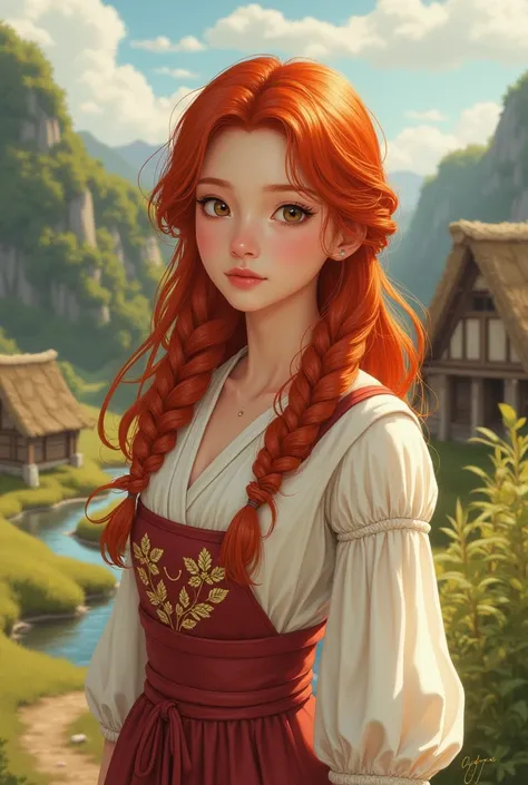 young adult, Female One,  Asian, redheadwear, peasant