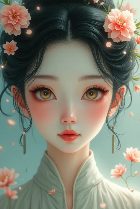 Beautiful Chinese woman with 3 eyes 