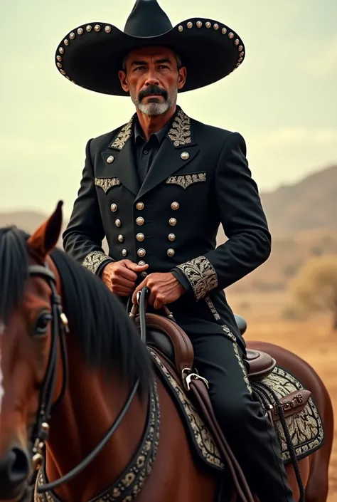 The black charro on his horse
