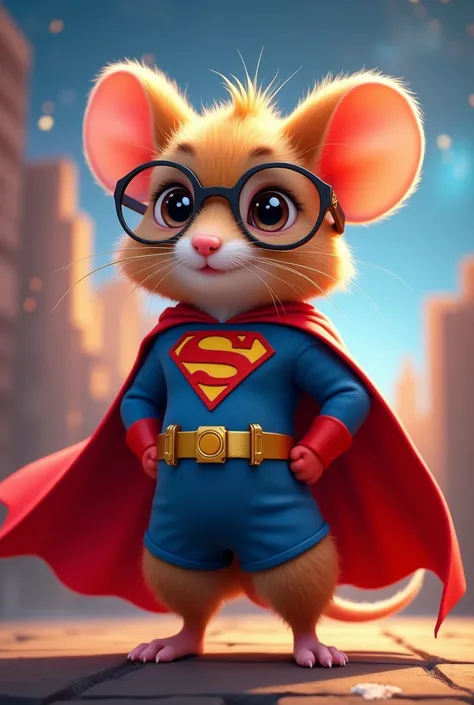 Cute super hero mouse with glasses 