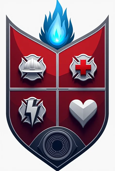 Name of the Coat of Arms:* "Flame Protectors"

*Description:* The shield has a deep red background that represents the passion and courage of firefighters.. In the middle, A symbol is found that combines a classic shield with modern elements, highlighting ...