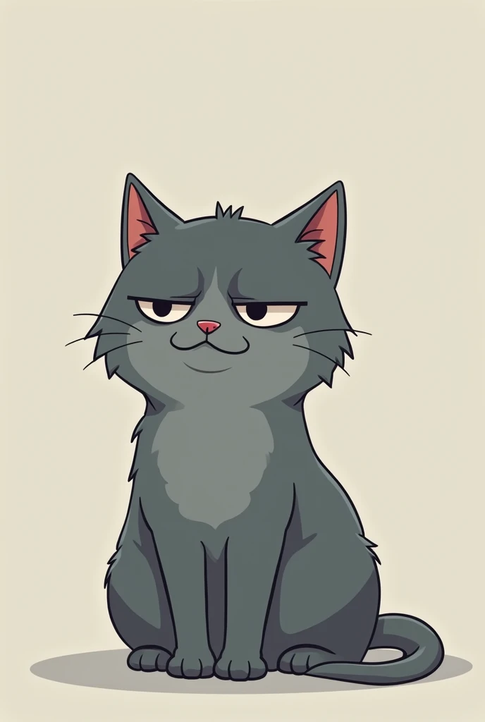 Sad gray cat cartoon
