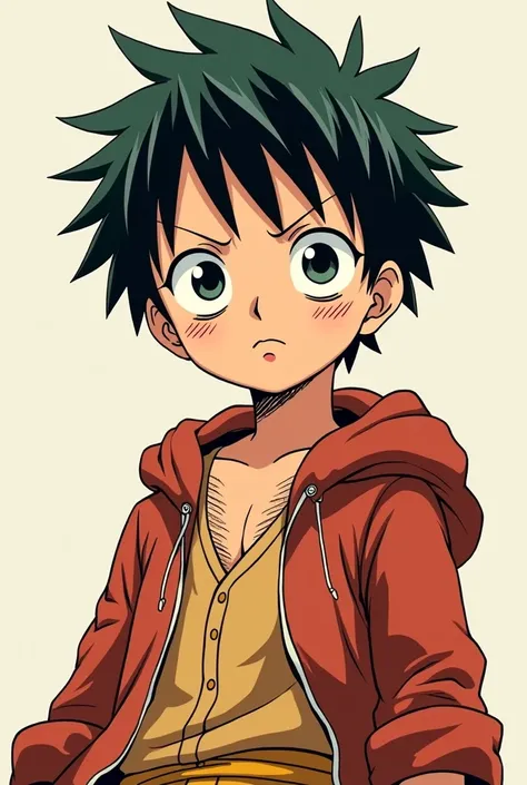 A boy, anime style draw, One Piece Manga style by author Eiichiro Oda.