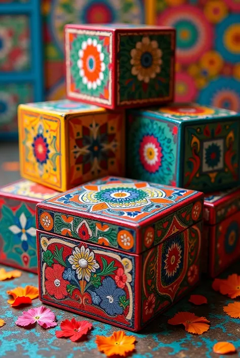 Painted wooden boxes from Mexico
