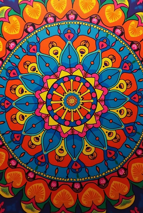 Mandala painted with thematic colors of Mexico