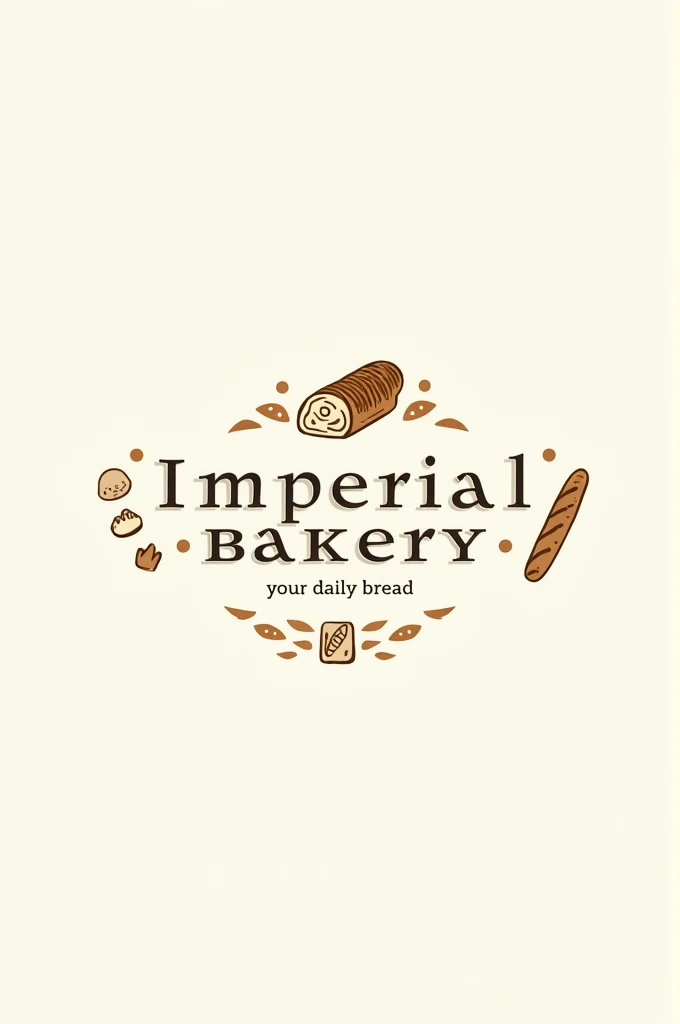 I created a bakery logo Name: imperial bakery Phrase: your daily bread Modern style With breads on the side 
