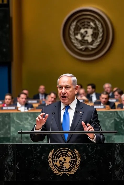 Binyamin Netanyahu speaks before the United Nations 