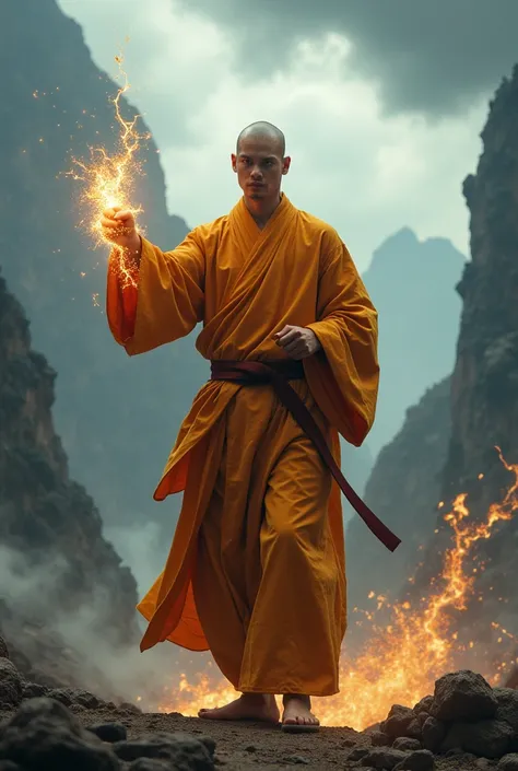 . Monge Shaolin hiper - detalhado, make a super powerful fist and destroy the world, 8k cinematic