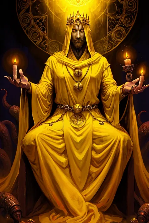 a painting of hastur the king in yellow, yellow-robed, king in yellow, hastur the king in yellow, , portrait of hastur the king ...