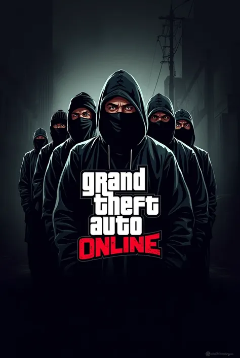 Create a logo with the name MAFIA ODS with gang members masked all in black like GTA characters 