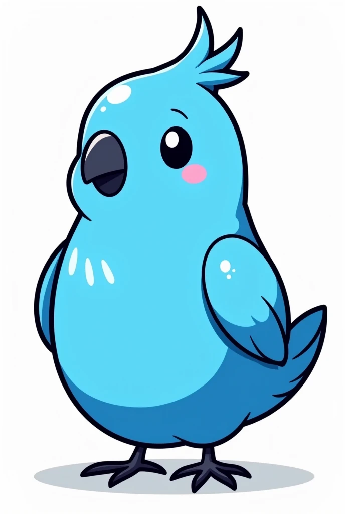 Create a vectorized blue cockatiel chick to be a mascot, with black outline strokes