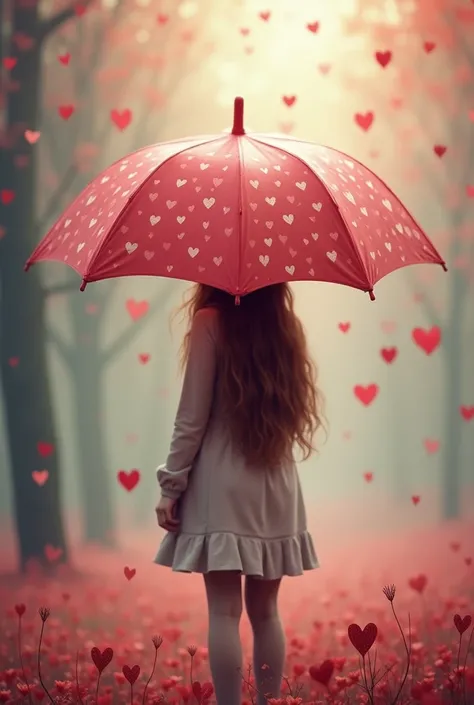  and under an umbrella with hearts
