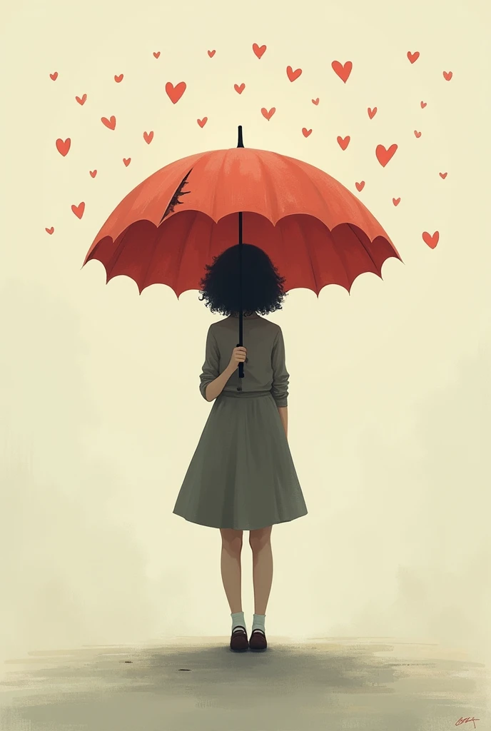 one and a cut under an umbrella with hearts
