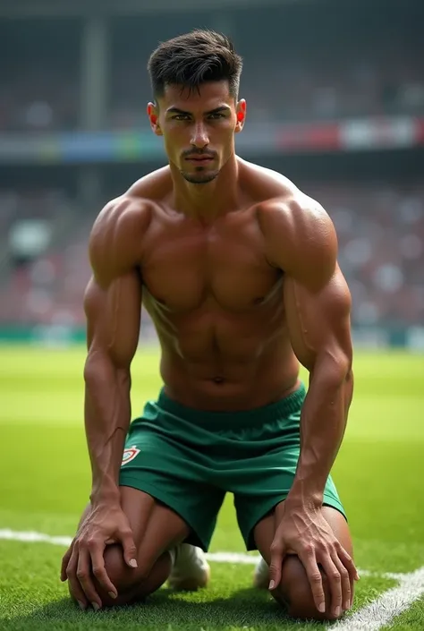 Imagine shirtless mexican soccer player kneeling