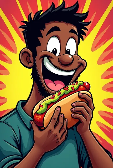 Black man eating hot dot comic