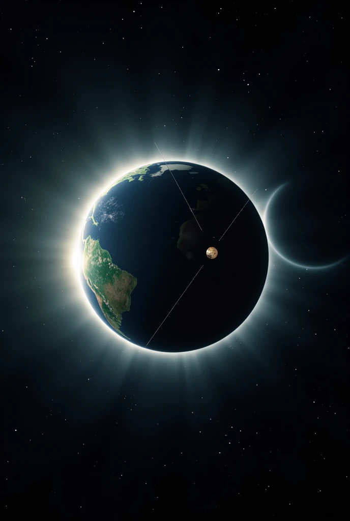 step by step of a solar eclipse with the earth

