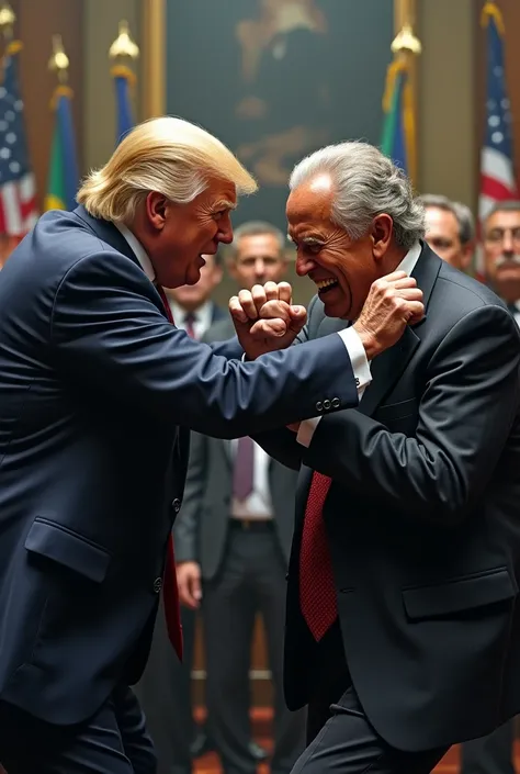 Donald Trump and President Lula fighting with fists