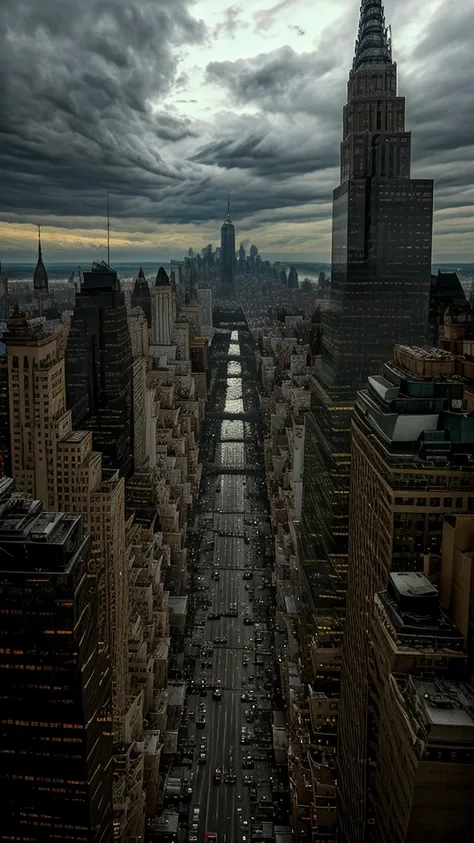 new york background，gloomy sky，chitauri invasion