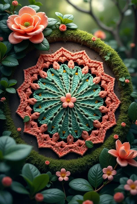 Imagine a logo named Crochet by Lory 4D ultra realistic with nature background 