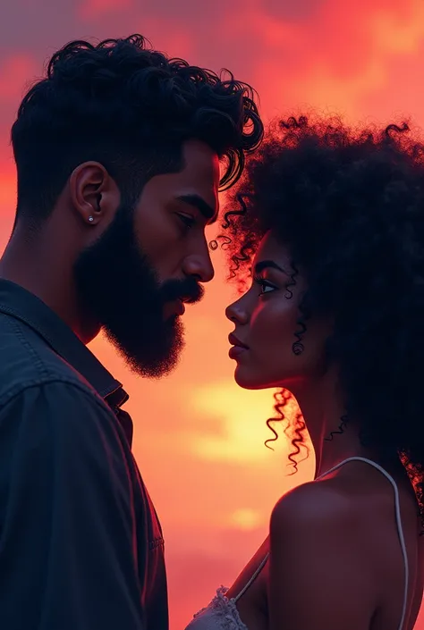 Half and Half Live Wallpapers, of a very dark-skinned and curly-haired girl, Tall, dark-skinned boy with a beard 