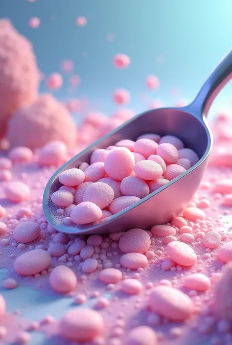 Make a scoop with pastel shiny tiny pebbles in splash art style 2d