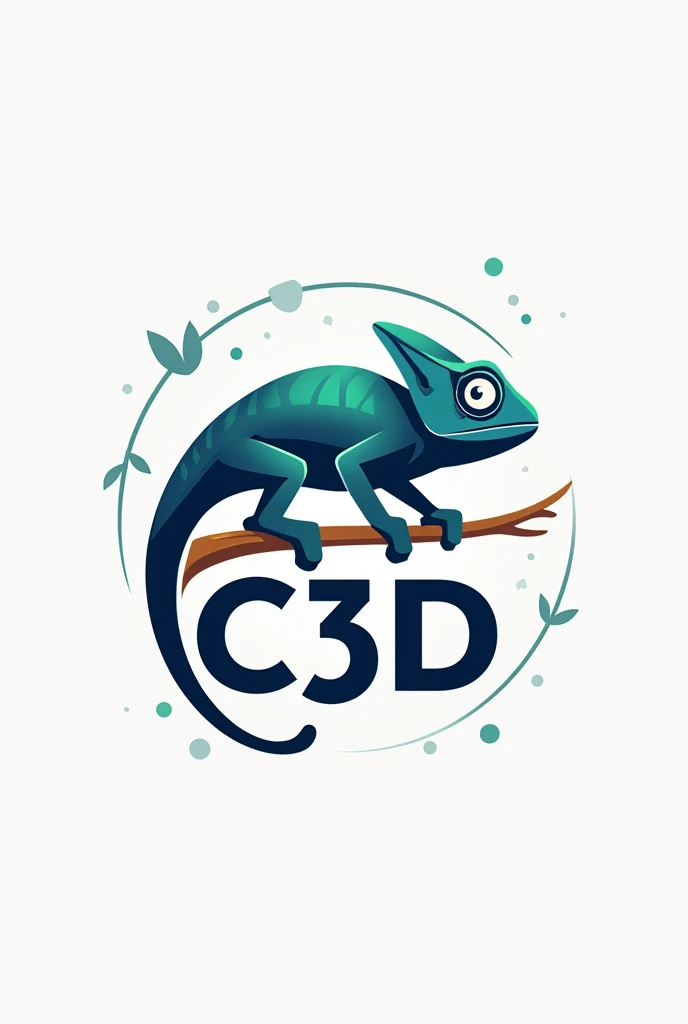 Make a logo called C3D that has a chameleon