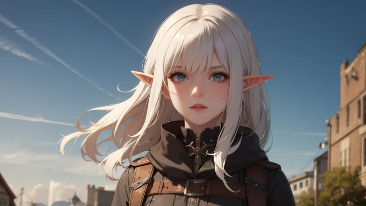 make a white haired elf druid in steampunk style