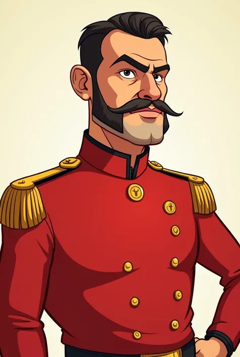 A cartoon of Honduran General Francisco Morazán wearing a red sweater

