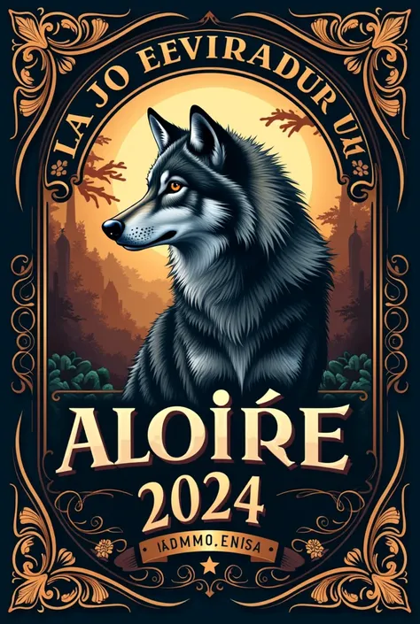 Victorian themed logo for a celebration event, with wolf icon, The word "Administrative Week" (in Spanish) and the year 2024; in a square image


