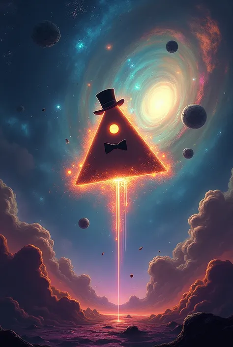 Bill cipher in space eating a cosmic war

