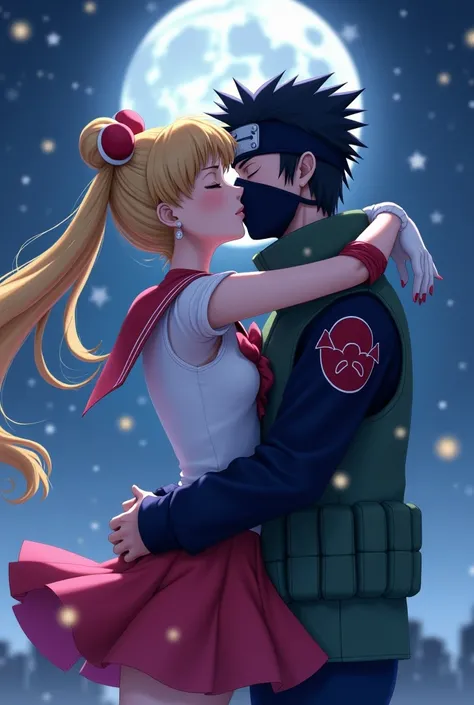 Sailormoon and Kakashi kissing passionately