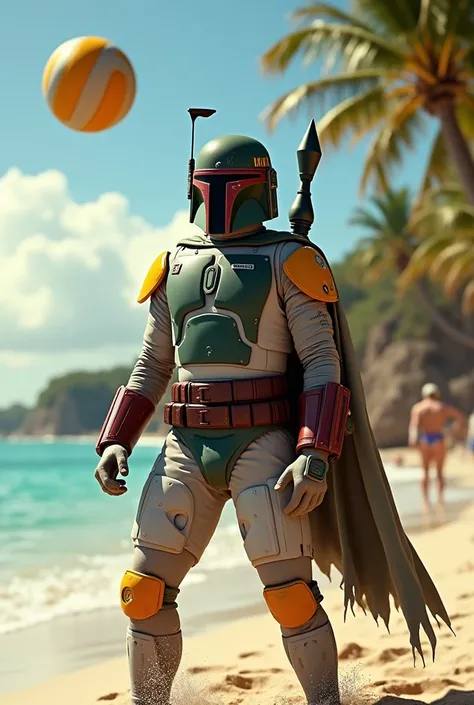 Boba Fett playing beach volleyball、Star Wars、movie、Mandaean、