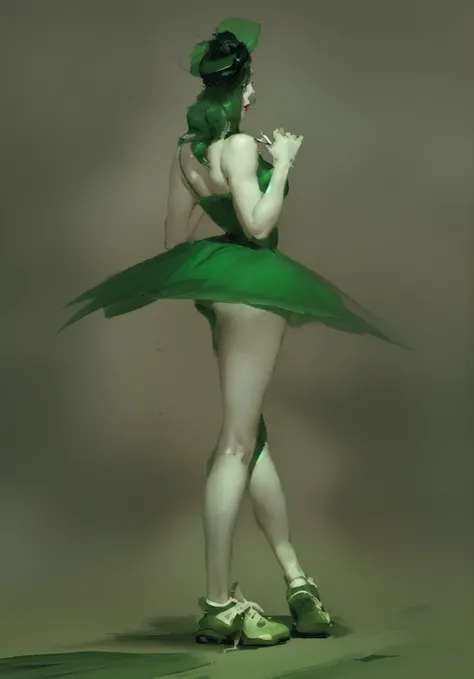 A woman in a green dress and hat smoking a cigarette, otto schmidt, ballerina, pin up art, dark ballerina, pin up, by sergey kolesov, Michael Carson, She is dancing. Realistic, pin up pose, by Alexander Mann, girl pin up, Krentzkus Heart, Roberto Ferri, Gi...