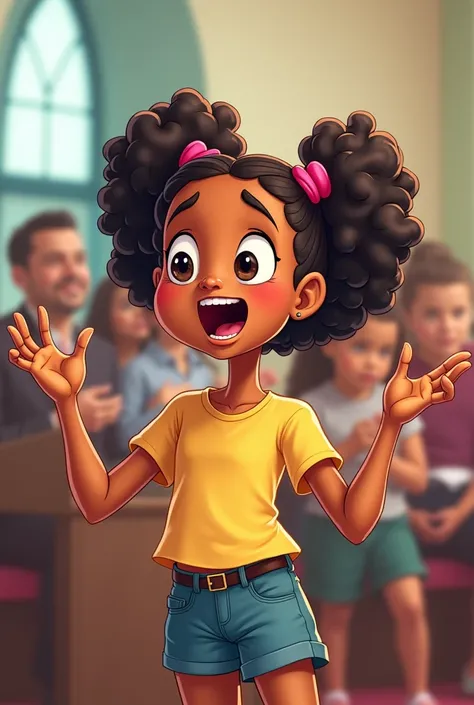 Girl preaching cartoon style