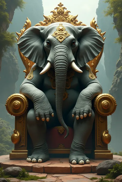 An elephant on a throne 