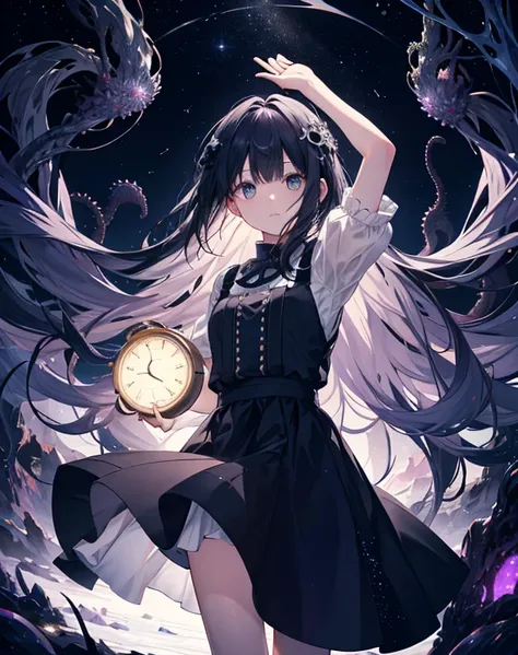 One girl,In a world beyond ours, A girl stands on a clock face, Her eyes were fixed on the vast world, Beyond that stretches the empty expanse of starry sky.. It is a place of unimaginable wonder and terror., The fabric of reality is stretched thin、Where t...