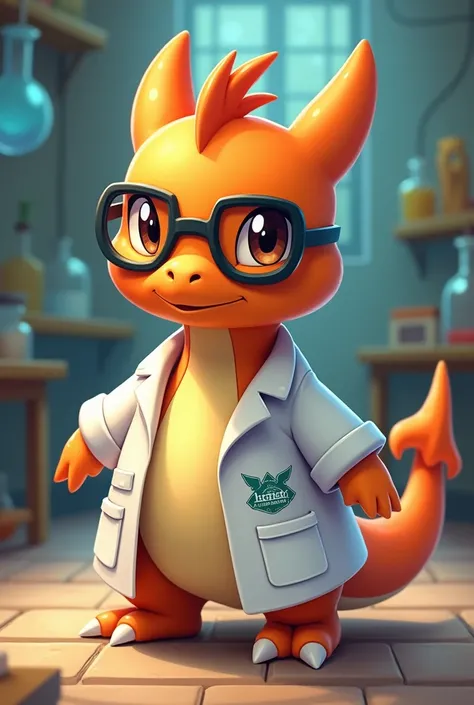 Baby Charizard with glasses and Dexter&#39;s robe (dexter&#39;s laboratory)
