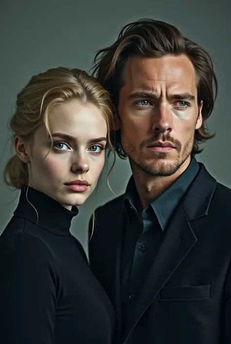 Book cover with serious Elle Fanning and Tom Hildlleston