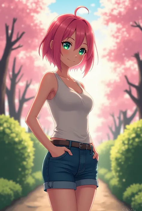 Sakura Haruno wearing short denim shorts 