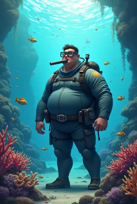 A fat 20 year old male teenage marine biologist