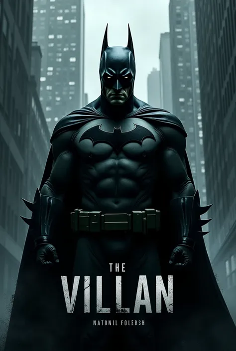 A poster of batman movie, without batman and says "the villain"