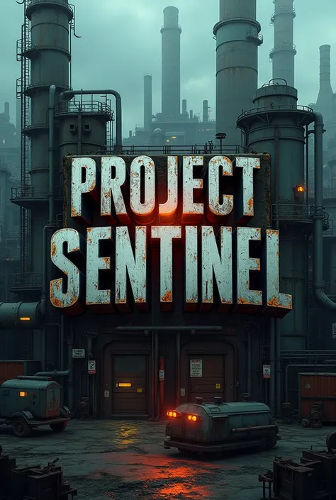 Create a logo with the letters "Project Sentinel" a mustang style chemical waste plant 