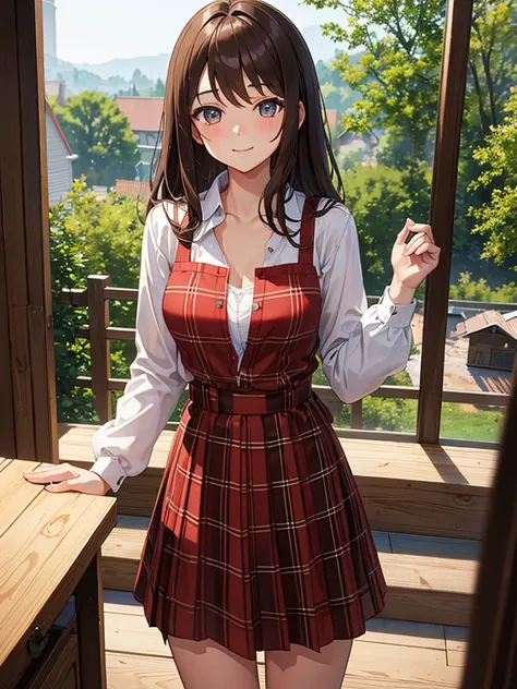 Sexy countryside teenage girl. Brown hair. Beautiful teenage face. Shes a Carpenter. House inside the forrest. Wood log beside the house. Luxury carpenter house. Shes wearing sexy red flannels exposing her flat chest. Beautiful teenage face. Beautiful eyes...