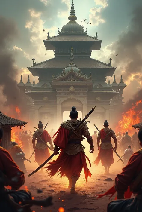 Creat a battle royal 
games poster on pashupathinath temple 
