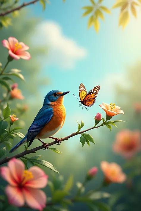 Bird and butterfly together 